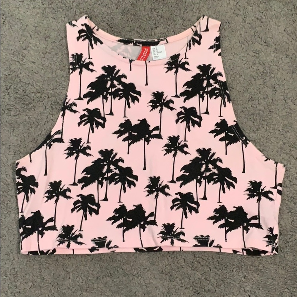 Cotton On Pink Palm Tree Crop Top Tank